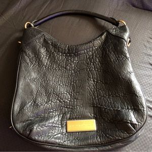 Marc Jacobs Black Washed Up Billy Leather Hobo Shoulder Bag Zippers Purse Rare